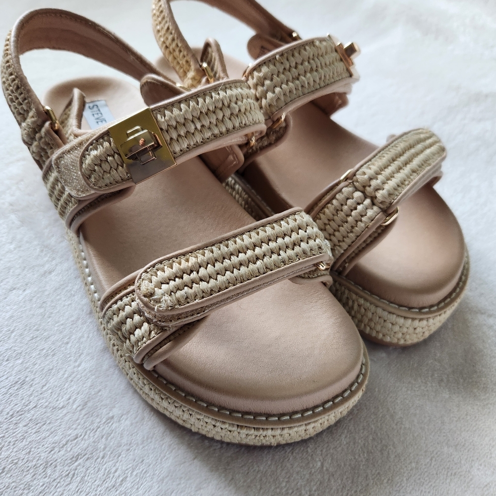 NEW!Steve Madden Woven Platform Sandals w Gold SIZE 7 - Picture 10 of 12